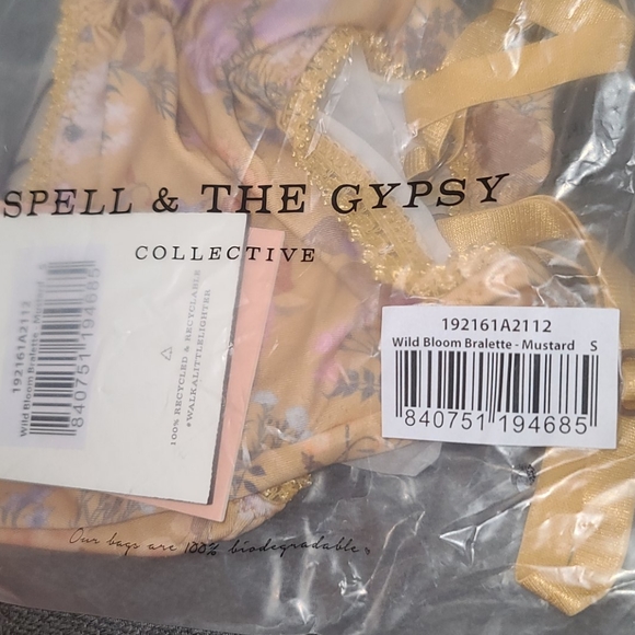 New spell designs wild bloom bralette bra yellow S - Picture 8 of 16